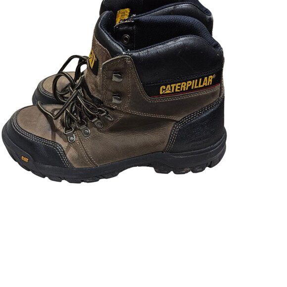 CAT Mens Steel Toe Work Boots Size 10 M Brown & Black Leather - Picture 4 of 9